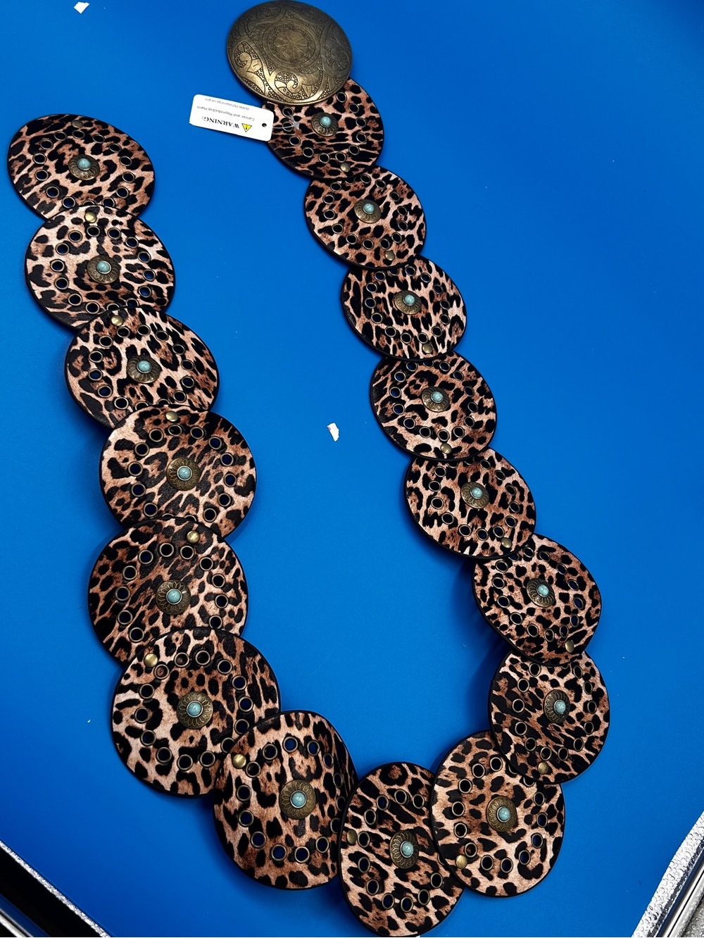 Leopard Disk Statement Boho southwestern belt - Brown